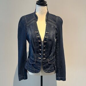 White House Black Market Dark Blue Denim Military-Inspired Jacket